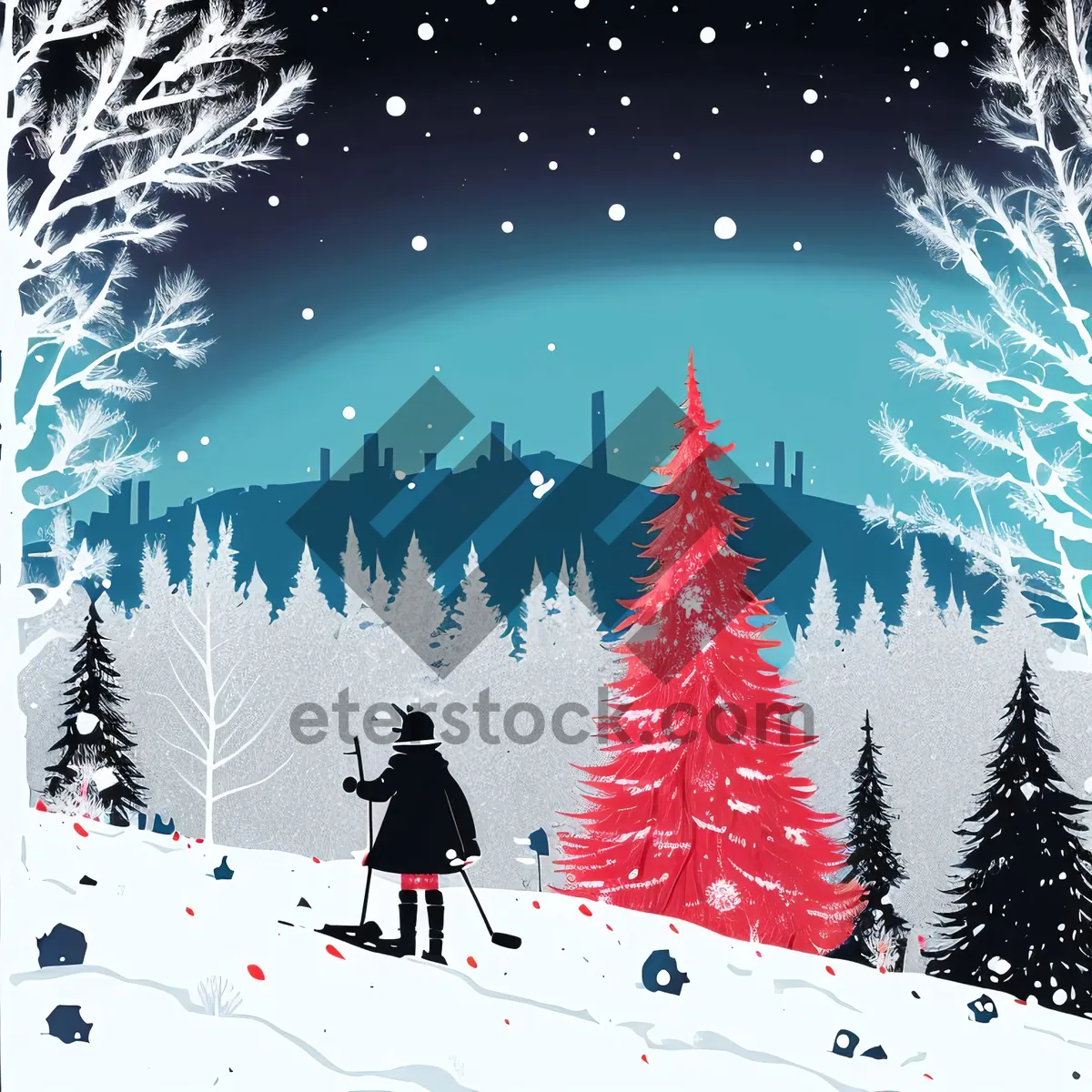 Picture of Festive Winter Wonderland with Snowflakes & Stars