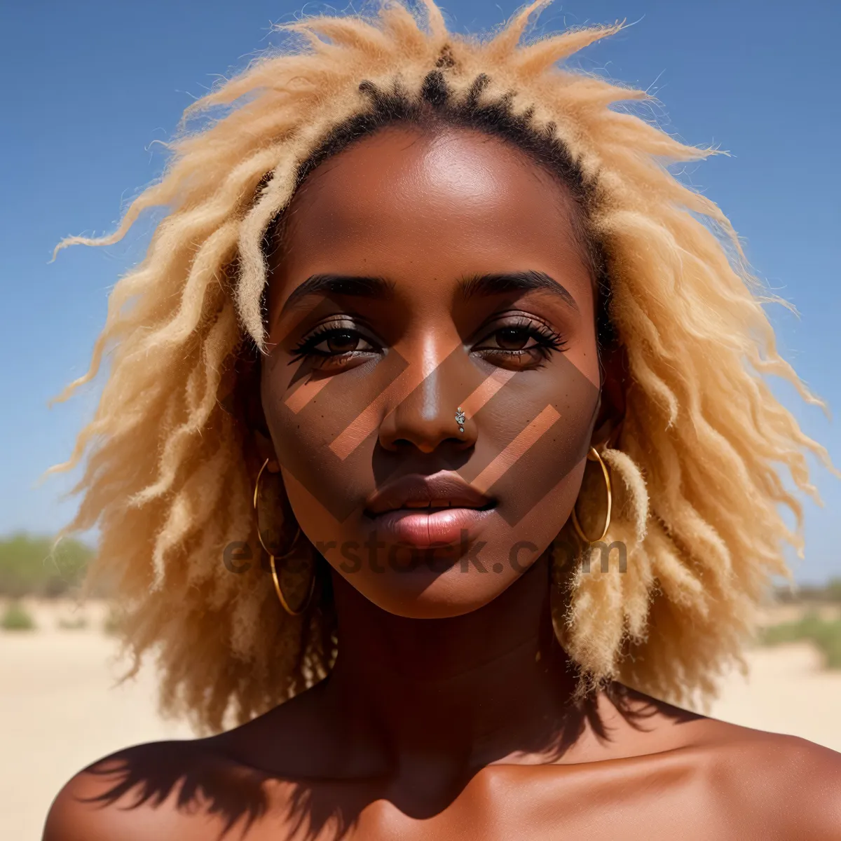 Picture of Blonde Beauty in Curly Wig - Sensual Fashion Portrait