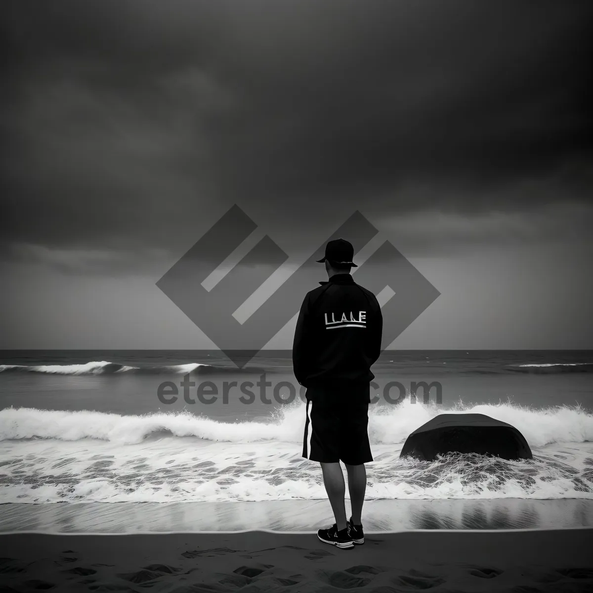 Picture of Silhouette of a Male Athlete by the Beach at Sunset