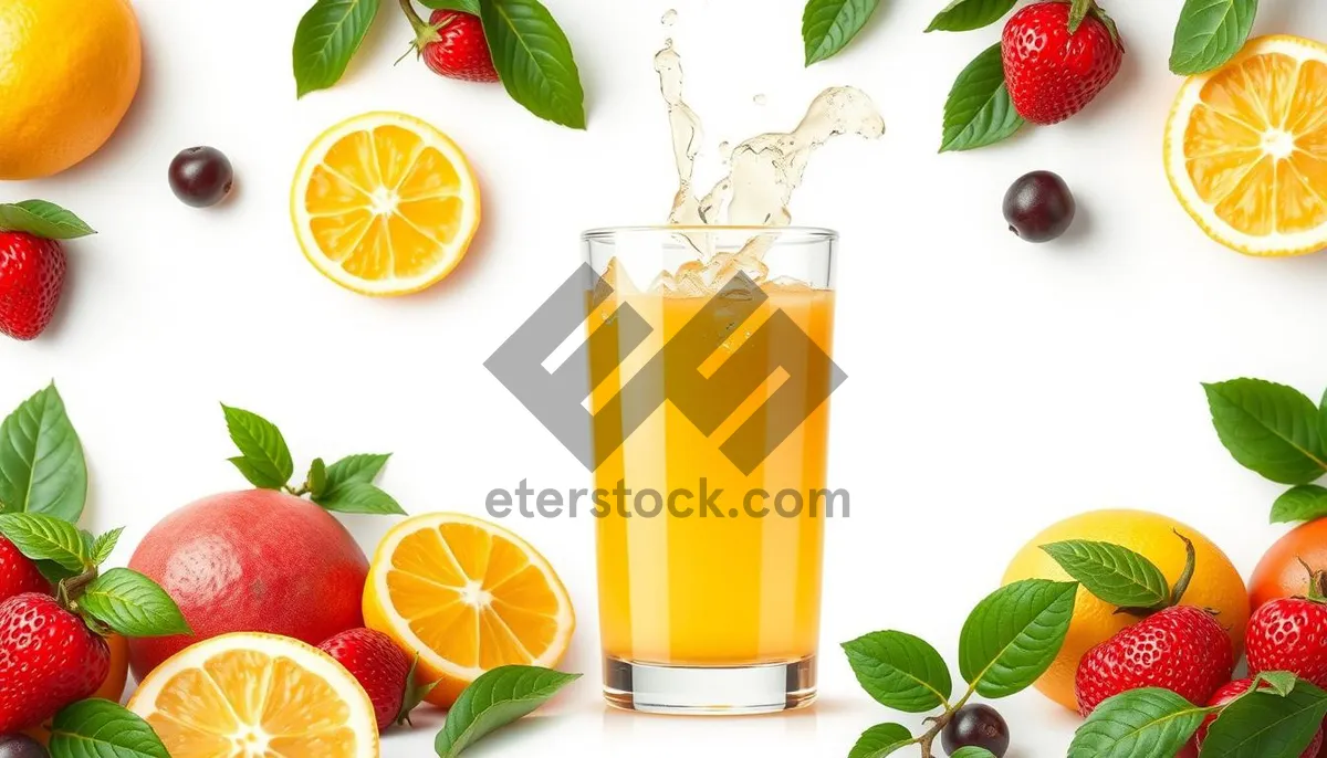 Picture of Refreshing Citrus Cocktail with Ice and Fresh Fruit Slice