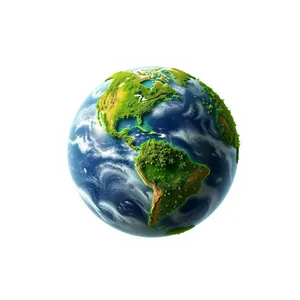 3D Globe Atlas Illustration: Earth's Oceans and Continents