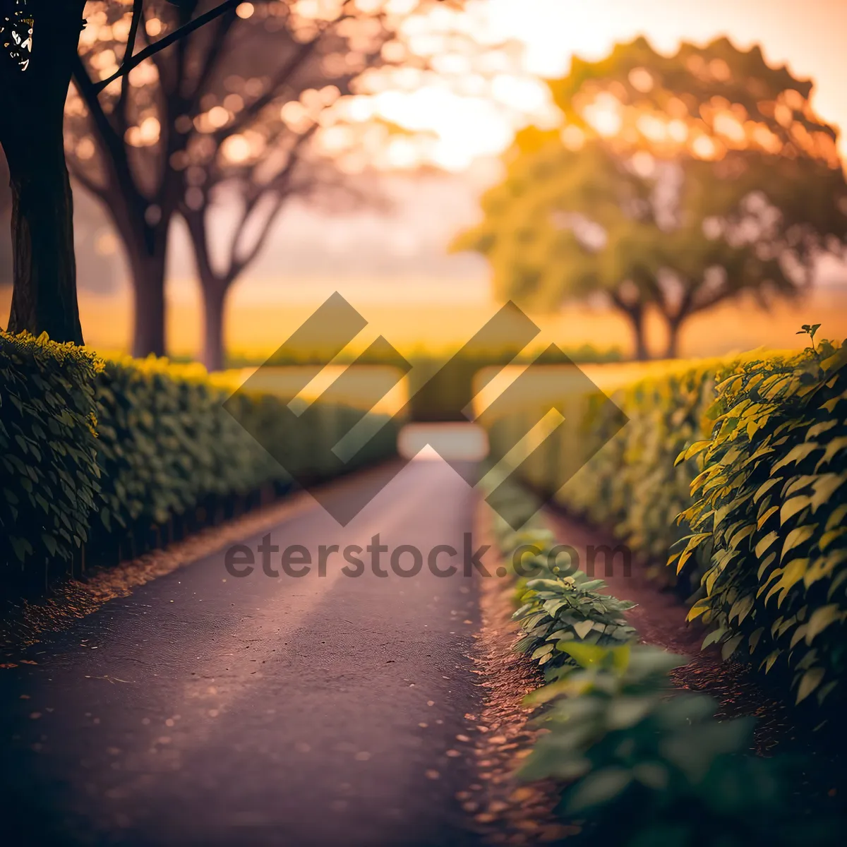 Picture of Golden Sunset Over Rural Rapeseed Landscape