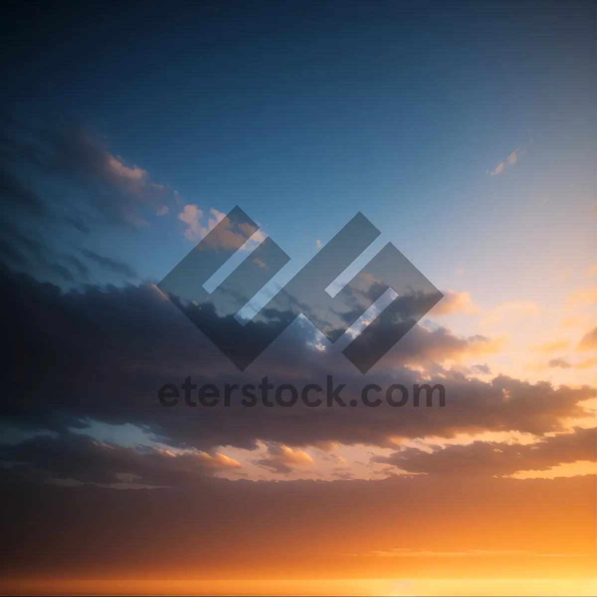 Picture of Golden Summer Sky and Fluffy Clouds