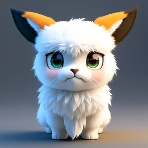 Fluffy Coquette Kitty: Cute Cartoon Cat with Beautiful Fur