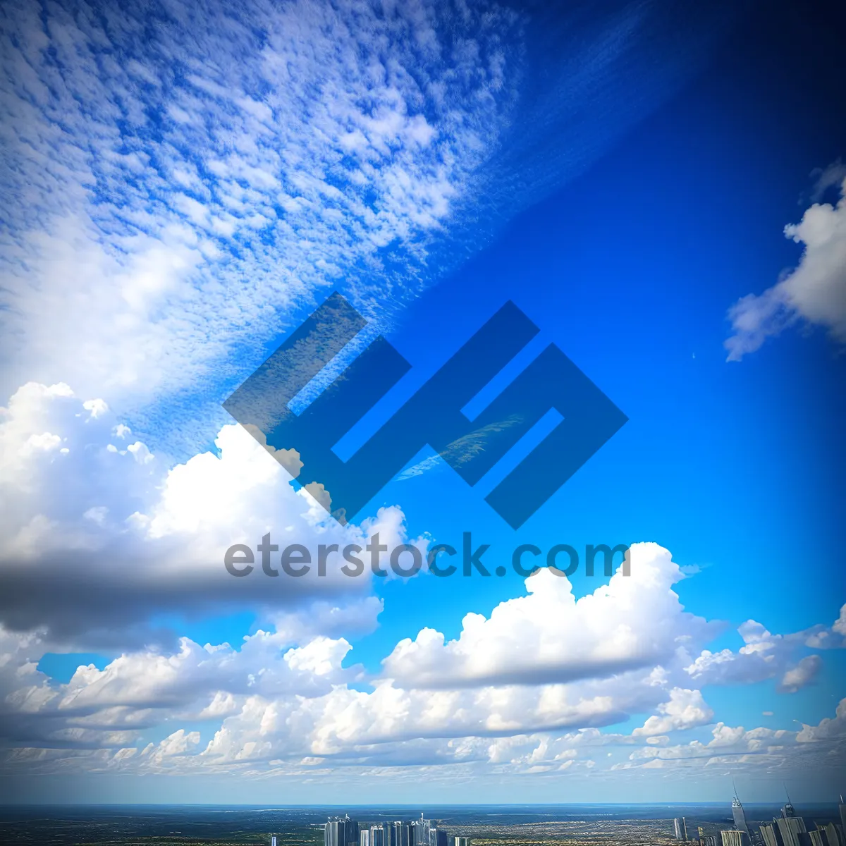 Picture of Summer Sky with Sun and Clouds