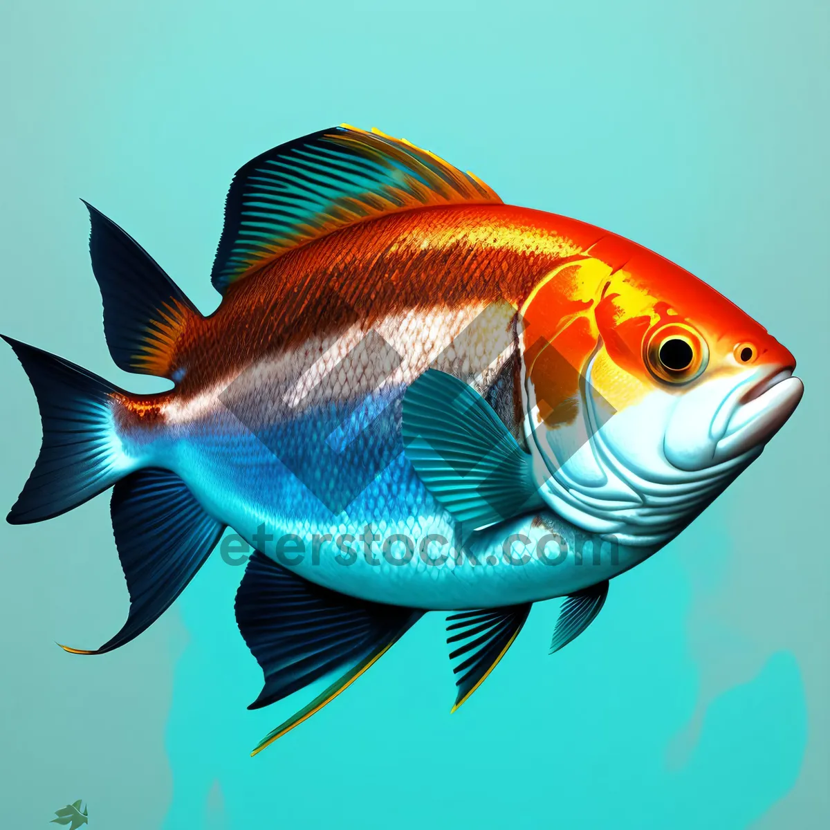 Picture of Vibrant Goldfish Swimming in Tropical Aquarium