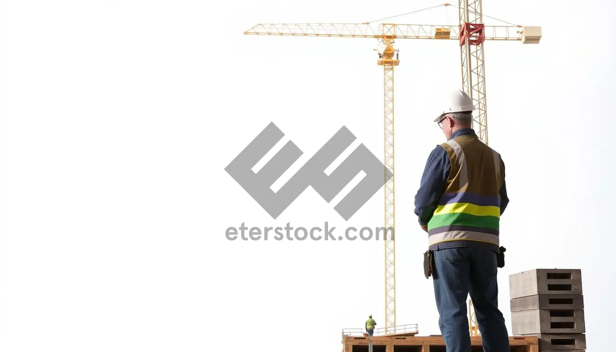 Picture of Industrial worker using crane on construction site.