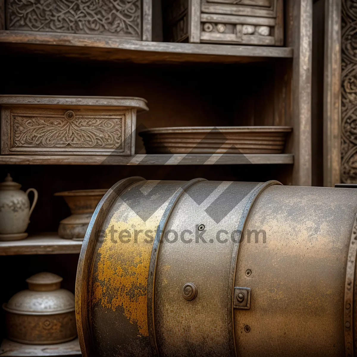 Picture of Vintage Rain Barrel - Wooden Winery Cistern