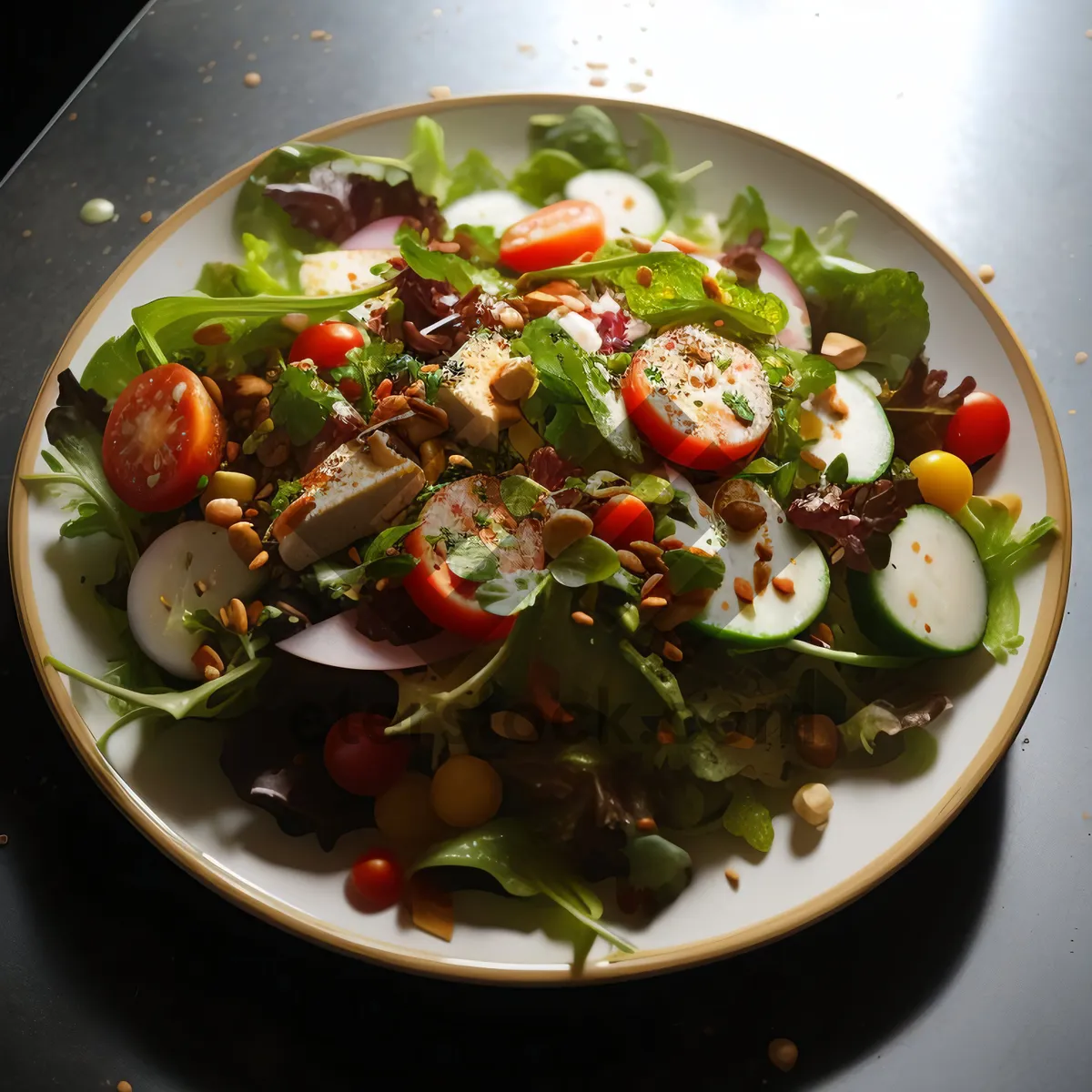 Picture of Gourmet Vegetable Salad with Fresh Produce and Legume