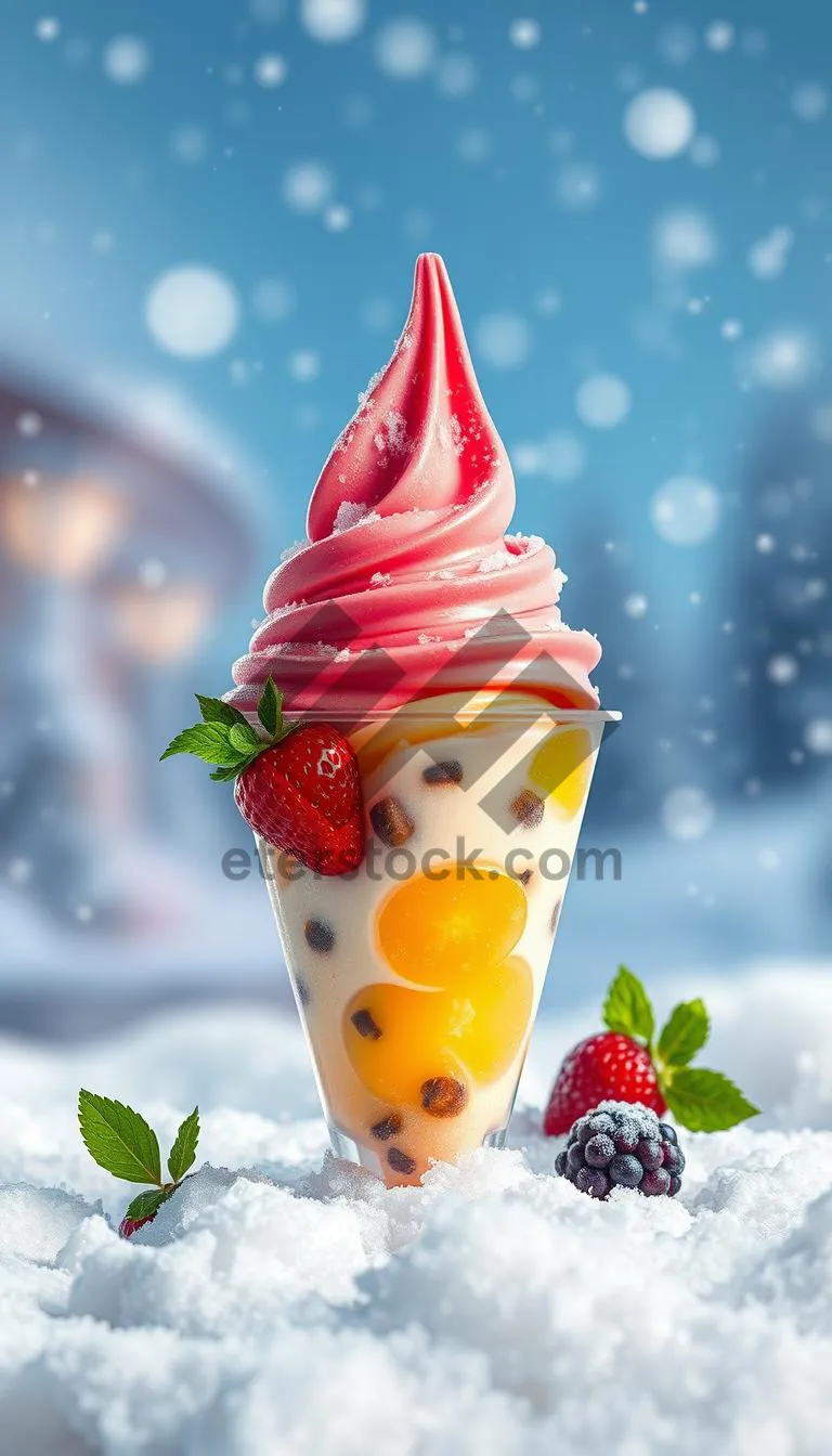 Picture of Strawberry Ice Cream Cone Berry Dessert Sweetness