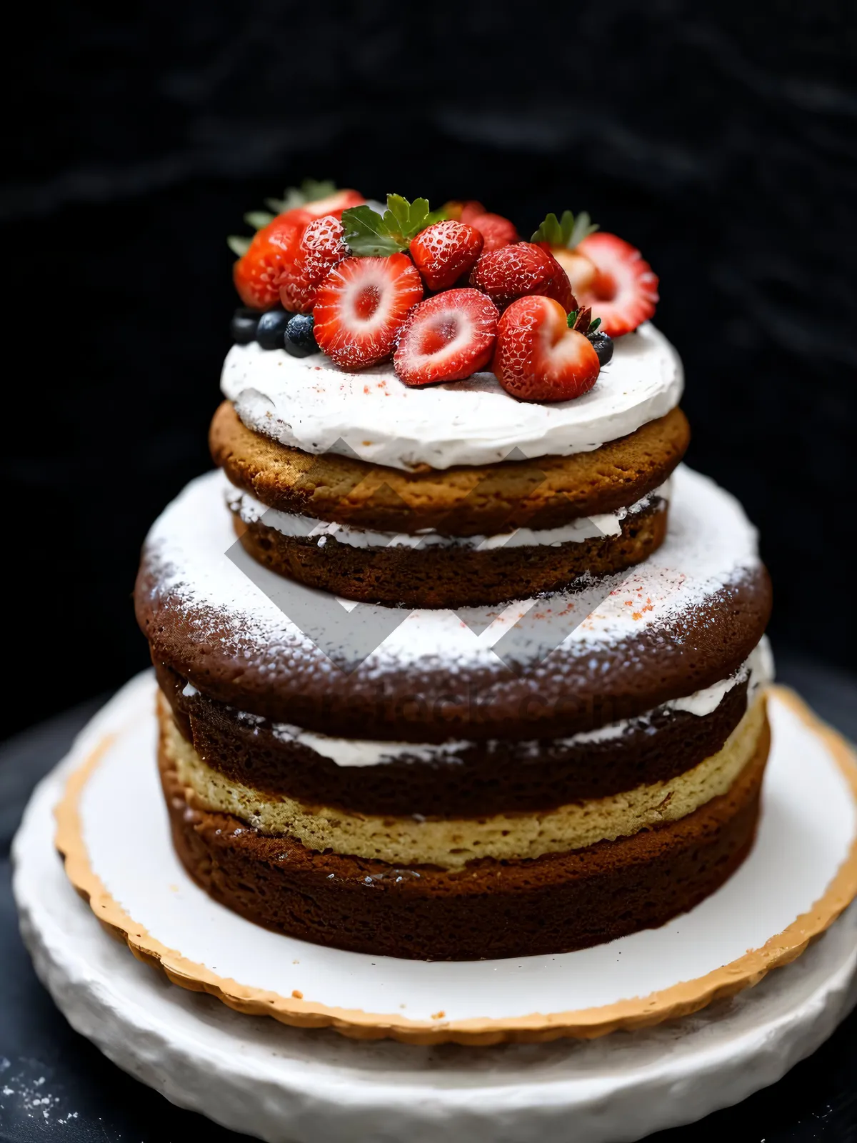 Picture of Delicious Berry Cake with Fresh Cream and Refreshing Berries