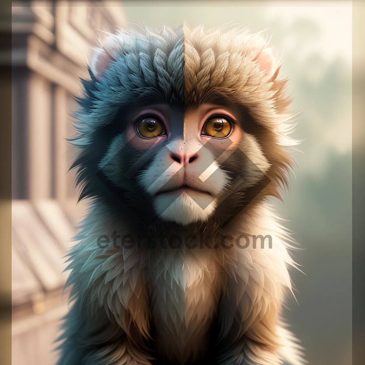 Picture of Adorable Primate Portrait: Cute Wild Monkey with Furry Face