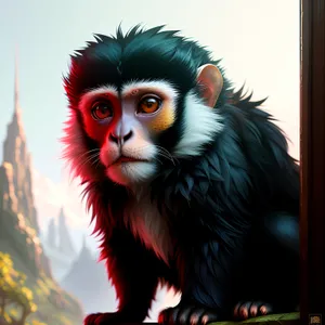 Wild Primate Portrait: Intense Eyes and Furry Face