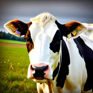 Majestic Brown Cow Grazing in Rural Pasture