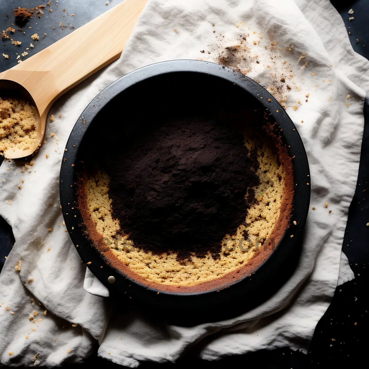 Picture of Hot Espresso in Black Mug on Saucer