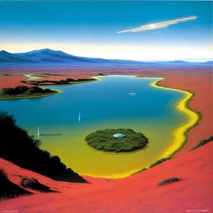 Serene Sunset Reflection on Coastal Lake