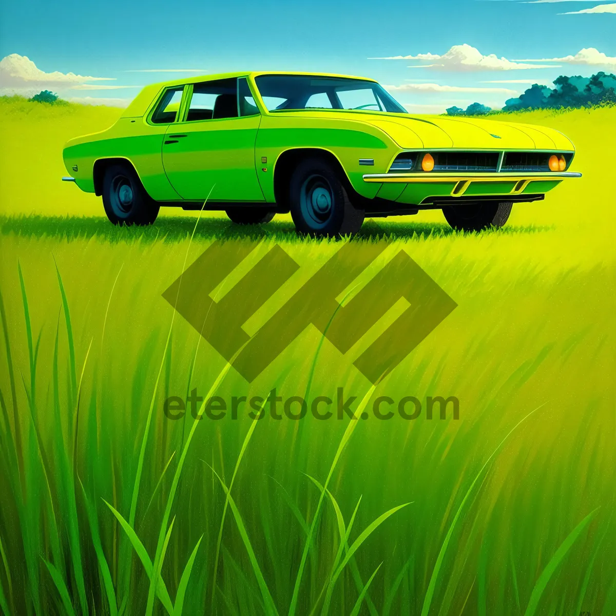 Picture of Summer Sunset Over Vast Green Meadow
