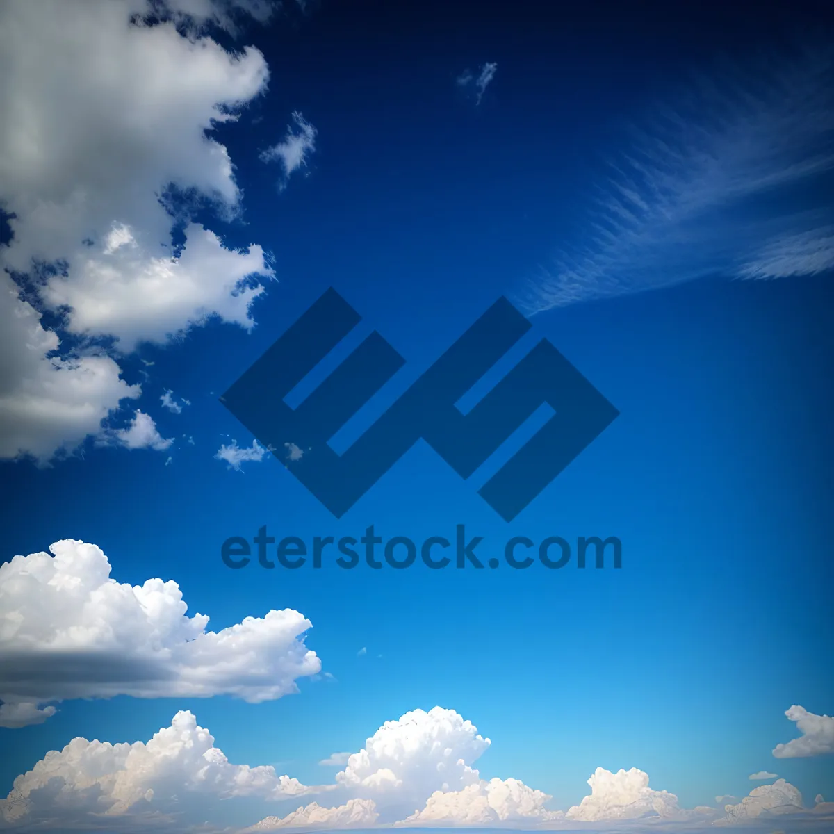 Picture of Serene Summer Skies: A Fluffy Cloudscape Under Clear Sunlight