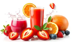 Fresh Fruit Juice in Glass - Healthy Vitamin Drink