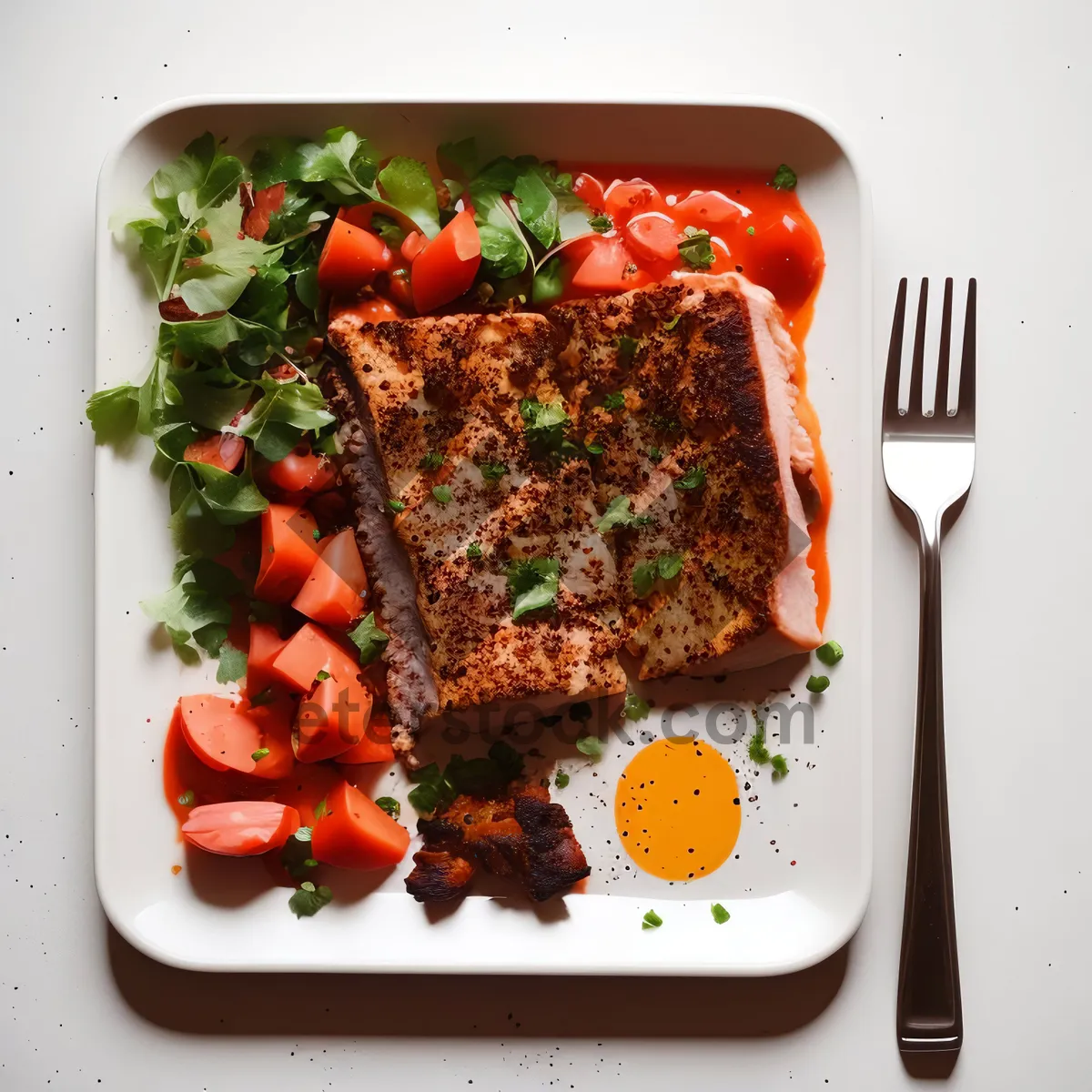 Picture of Delicious Grilled BBQ Plate with Fresh Vegetables