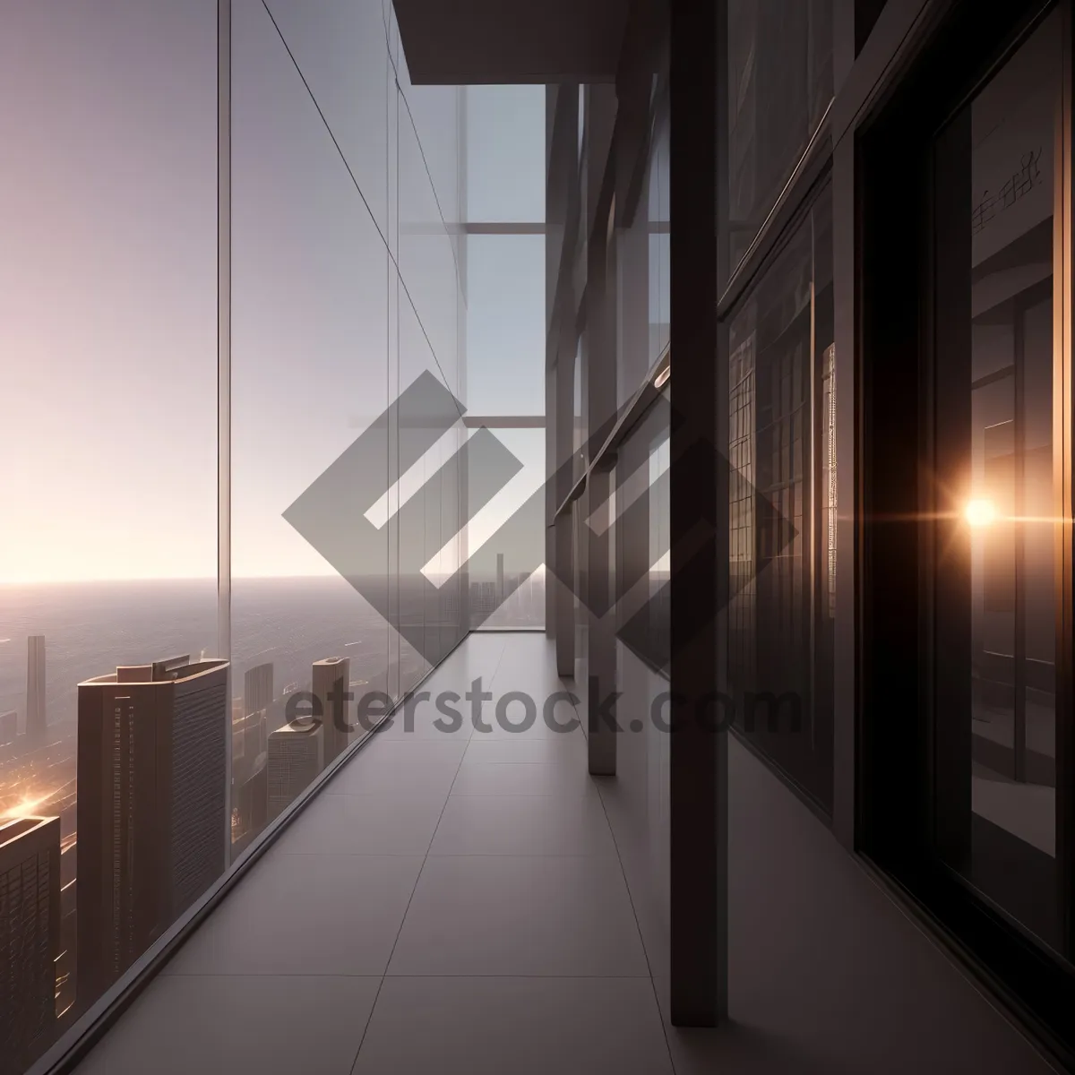 Picture of Modern urban cityscape with glass railing
