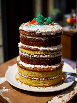 Delicious Chocolate Cake with Cream and Sugar