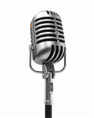 Vintage microphone on black stage for live performance.