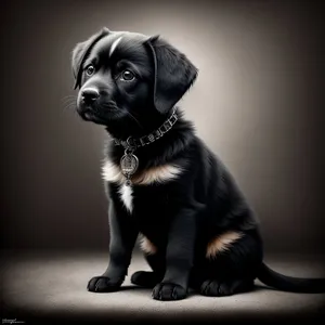 Cute Black Dog Sitting for a Portrait