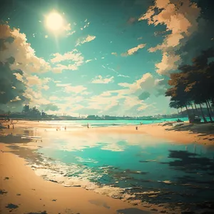 Serene Sunset over Tropical Beach