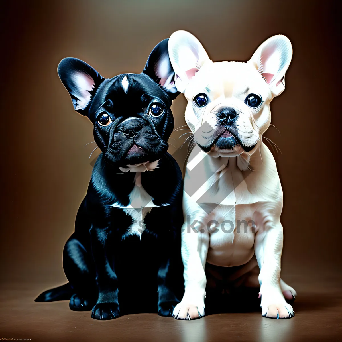 Picture of Cute Bulldog Puppy with Wrinkles - Studio Portrait