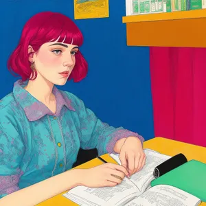 Happy male professional working on laptop at office desk.