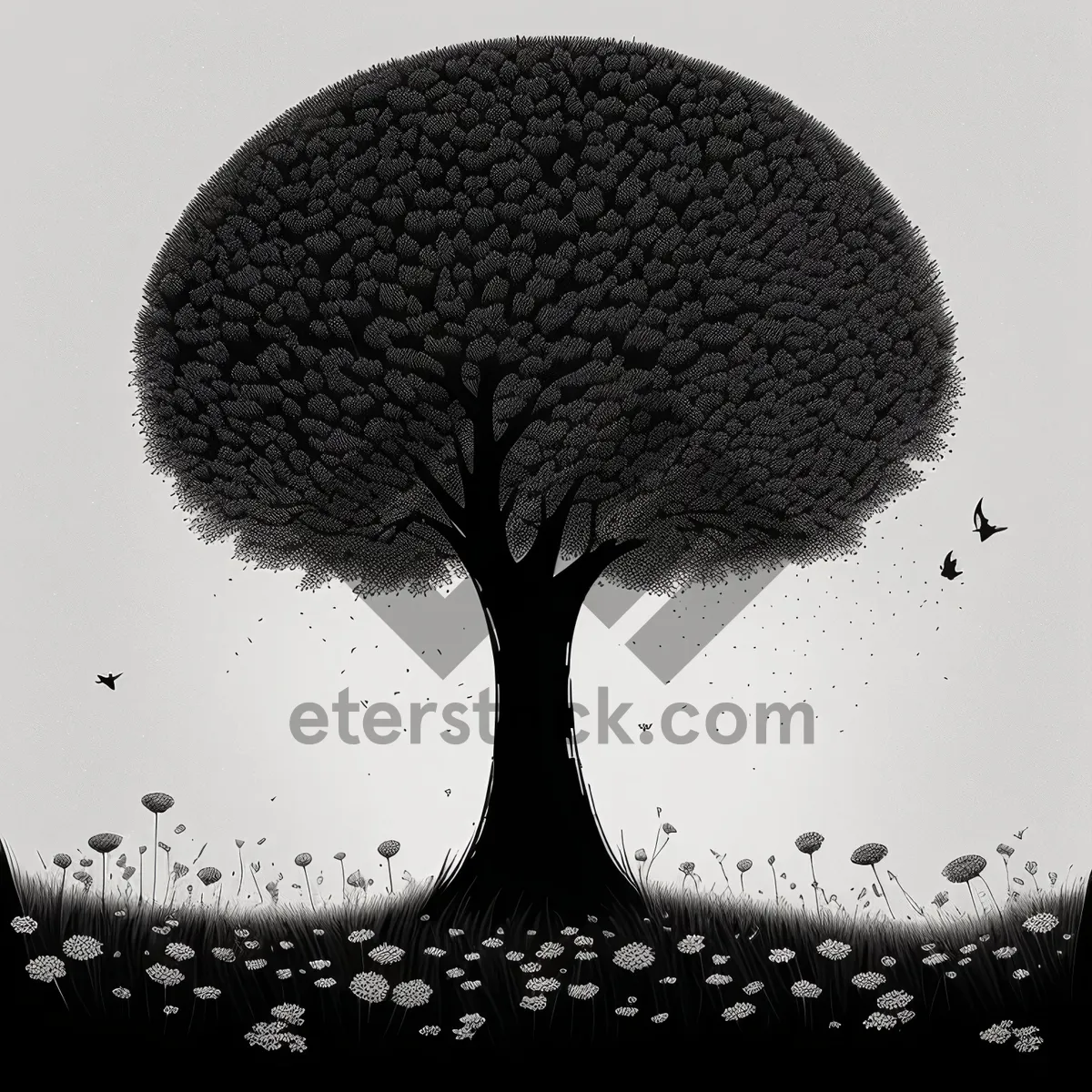 Picture of Star Plant Silhouette - Artistic Dandelion Stencil Design