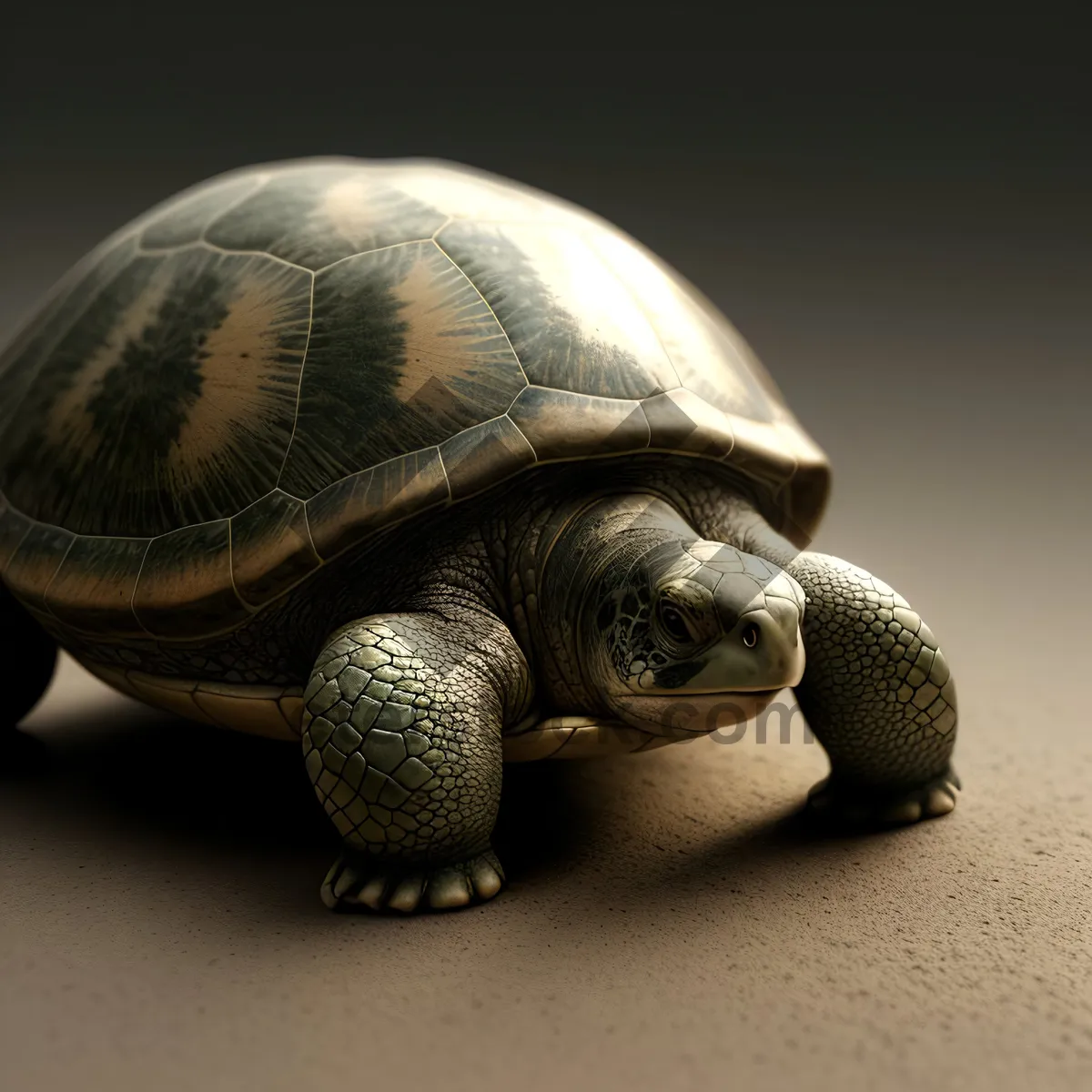 Picture of Slow and steady terrapin turtle in its protective shell.