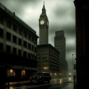 Iconic London Skyline at Night with Tower