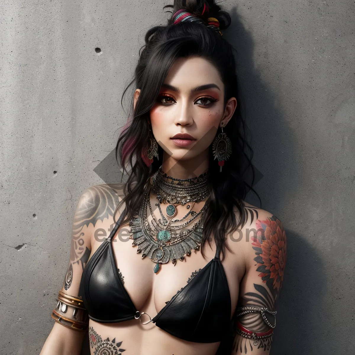 Picture of Fashion Model in Black Lingerie Glamour Portrait