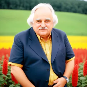 Happy Senior Man Smiling in Outdoor Field