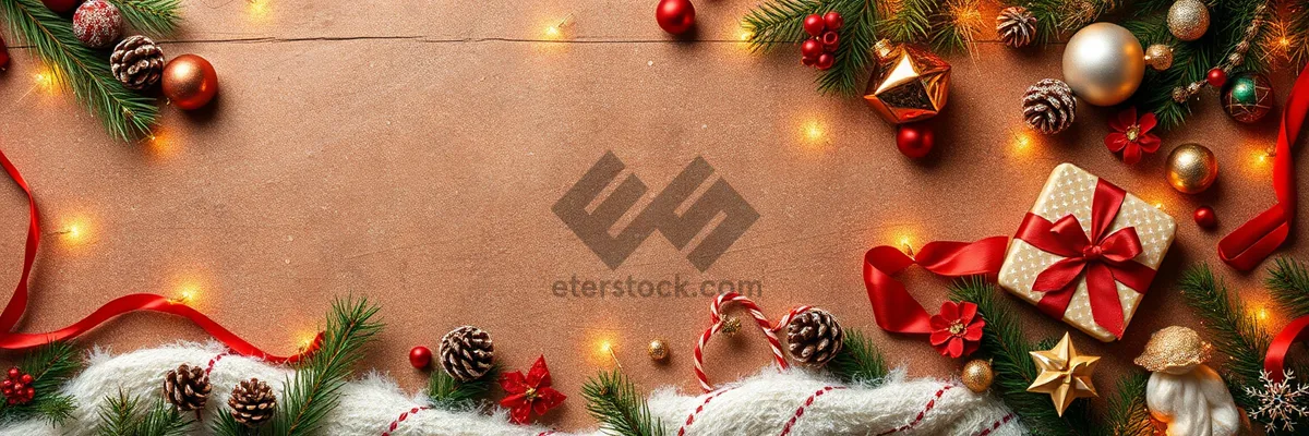 Picture of Festive Golden Tree Ornament Decoration Merry Season