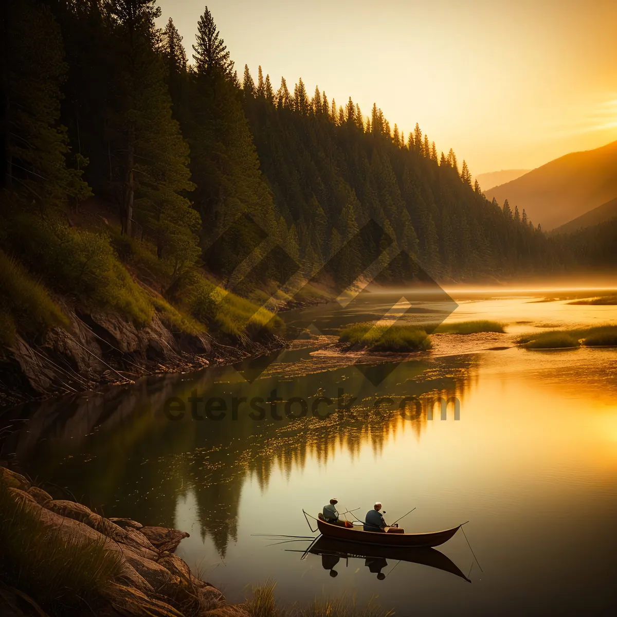 Picture of Serenity at Sunset: Majestic Reflections on the Lake