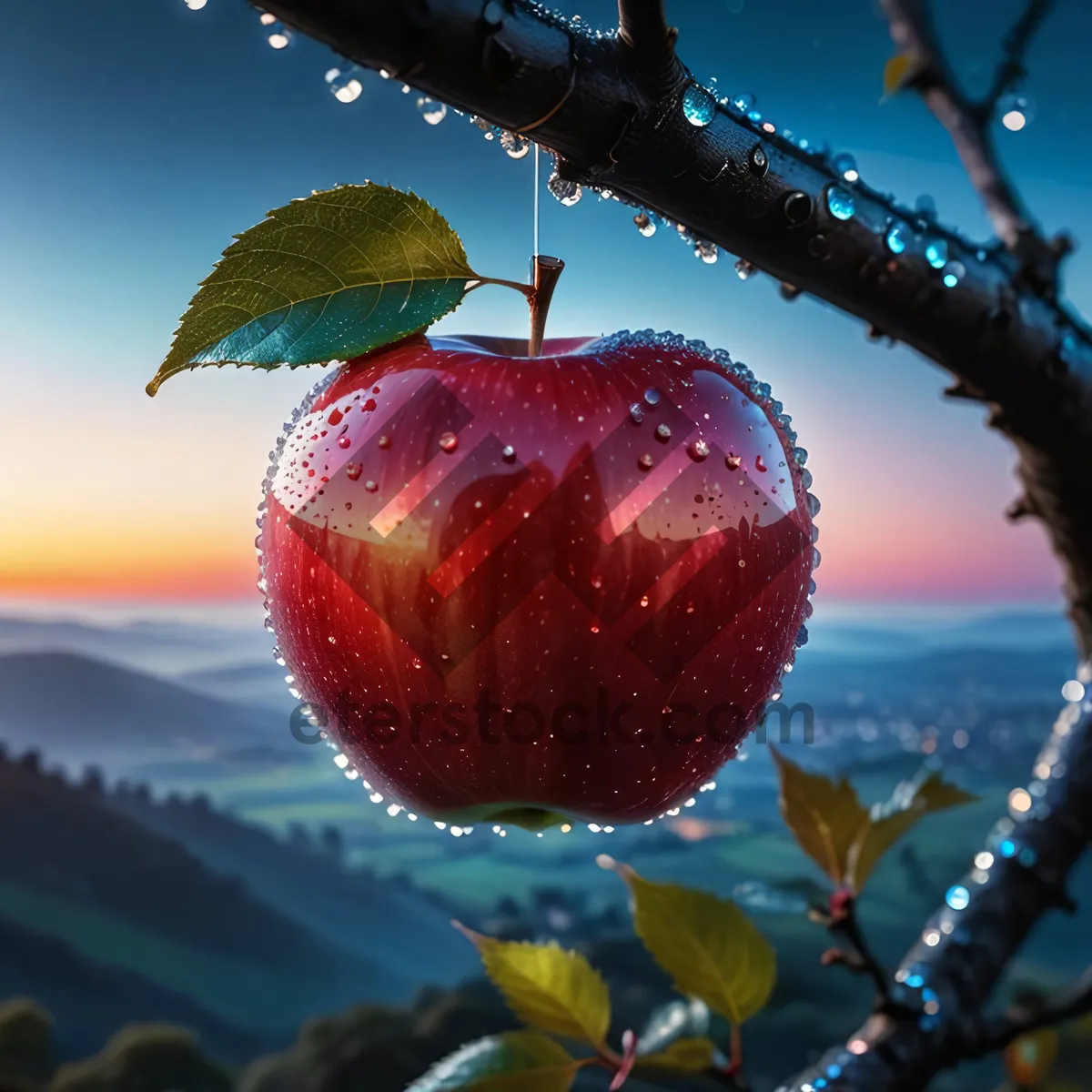 Picture of ripe red delicious apple, sweet and fresh