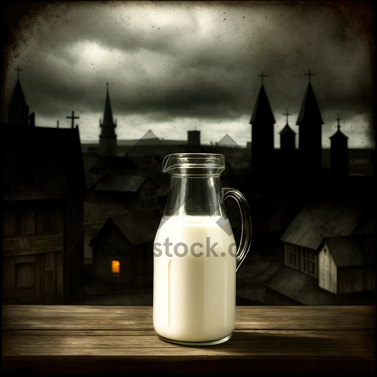 Picture of Clean Glass Milk Bottles - Fresh Dairy Delight