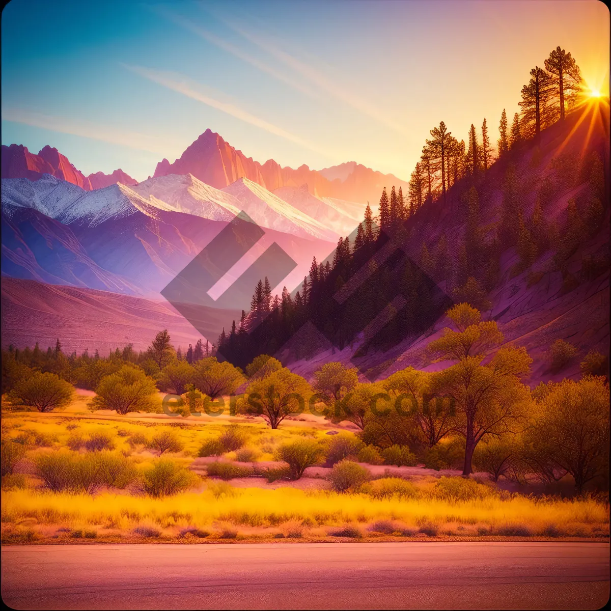 Picture of Mountain Majesty: Sunset over Scenic Range