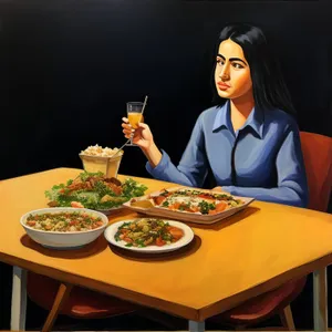 Romantic dinner at a cozy restaurant table.