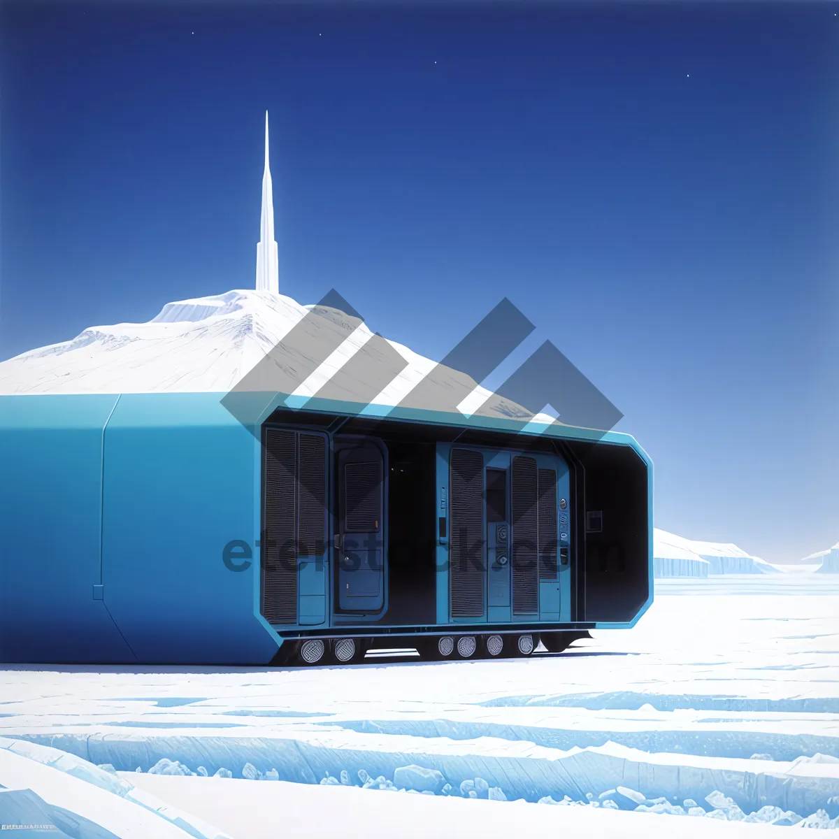 Picture of Winter Wonderland: Majestic Church amidst Snowy Mountain Landscape.