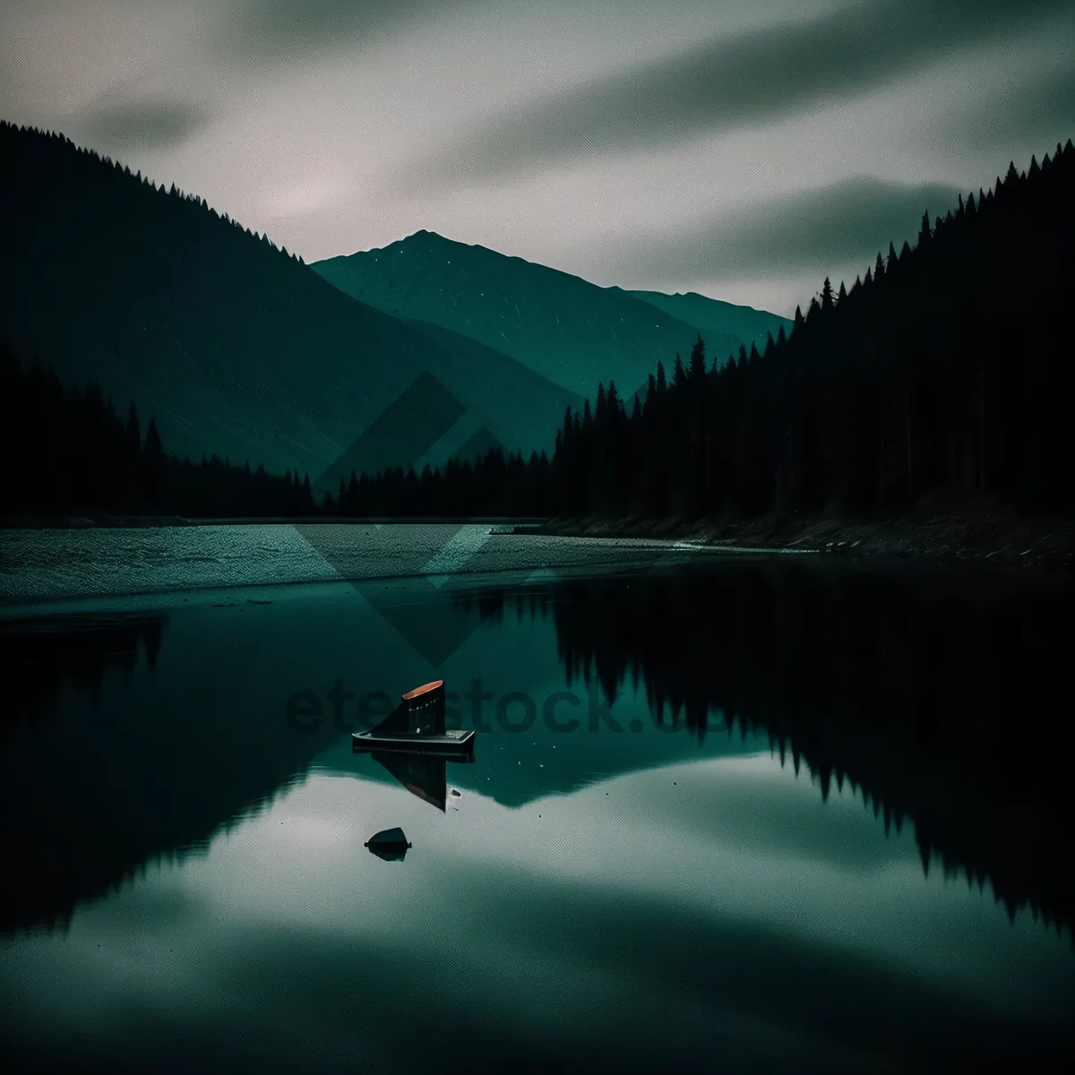 Picture of Serene Lakeside Reflection with Majestic Mountains