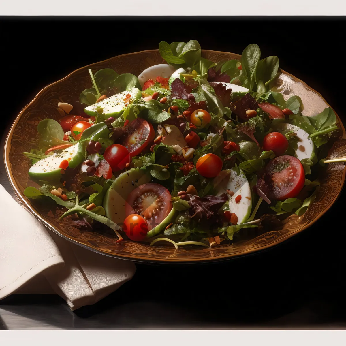 Picture of Fresh Vegetable Salad with Cherry Tomatoes and Lettuce