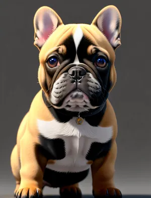 Cute Wrinkly Bulldog Puppy Sitting