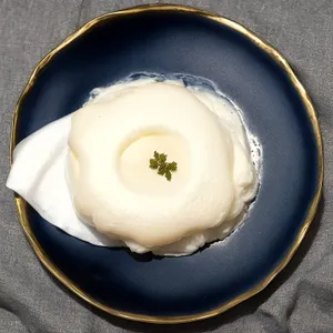 Delicious Creamy Breakfast in Porcelain Bowl