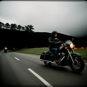 Speedy Motorcycle Helmet on Asphalt Road