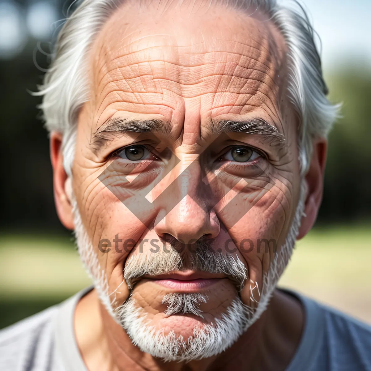 Picture of Smiling Senior Man with Gray Hair and Glasses