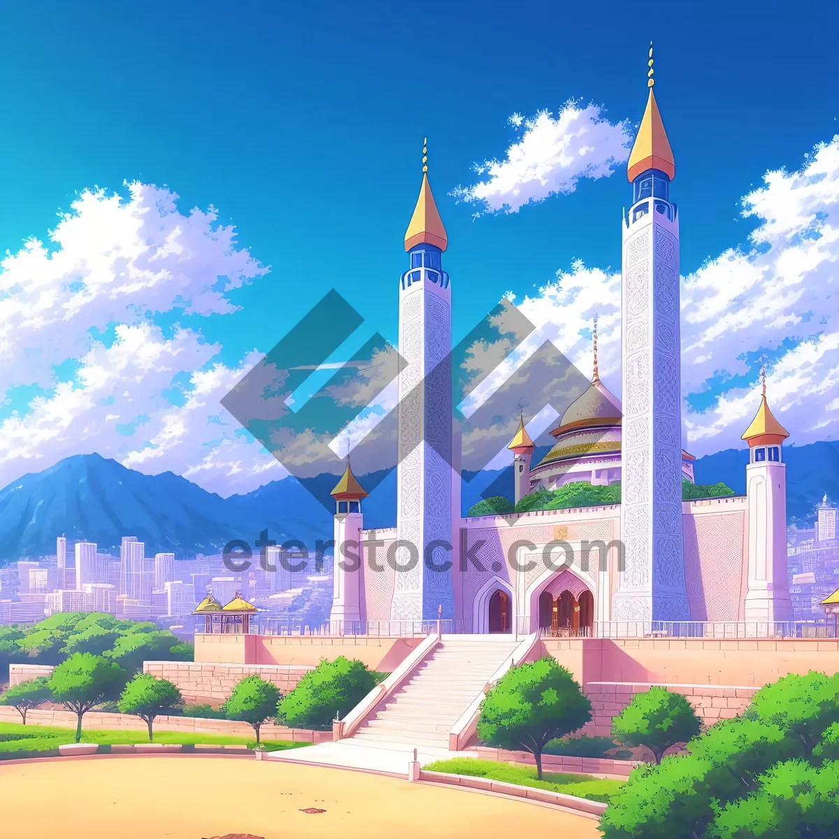 Picture of Iconic Mosque Tower Piercing City Skyline